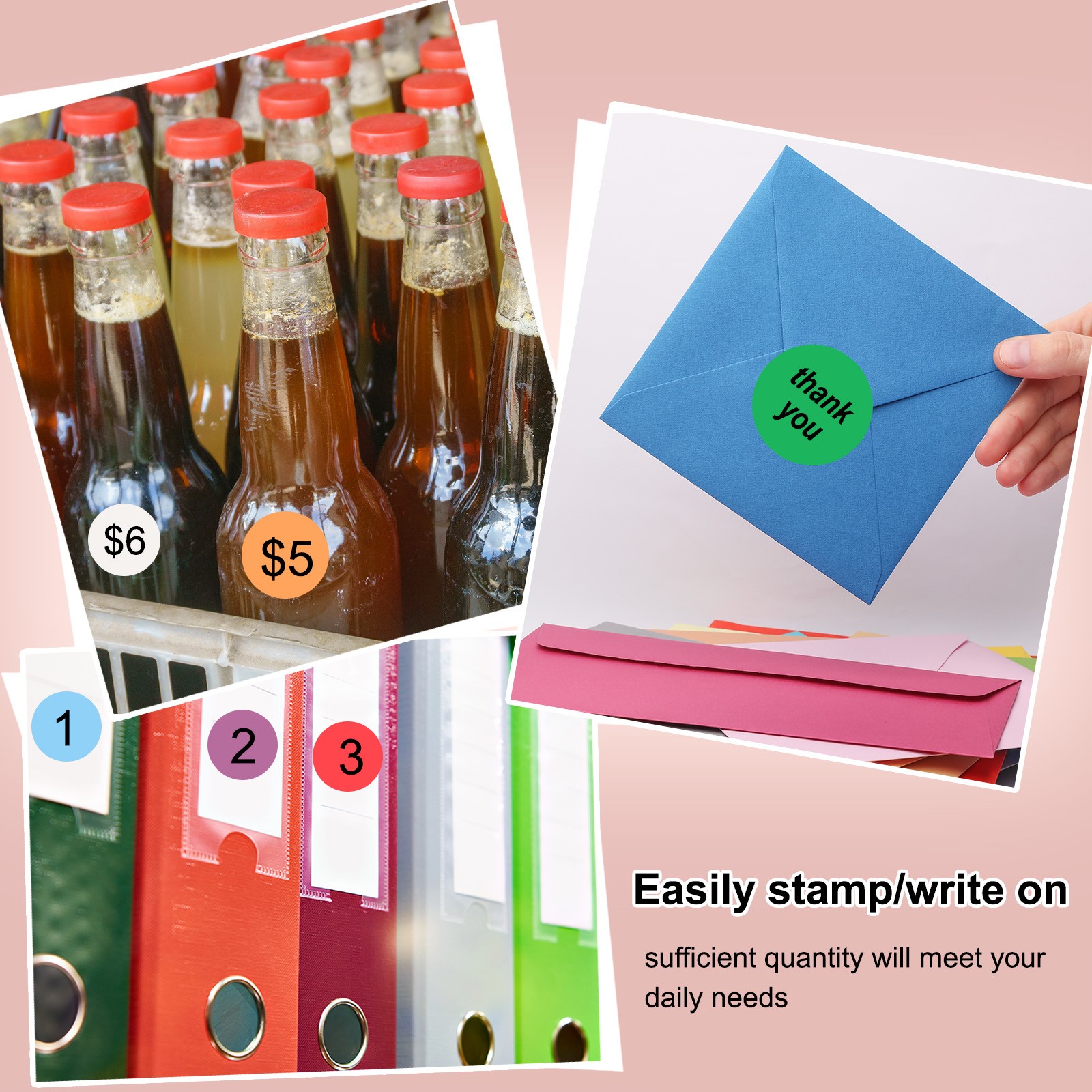 4 Inch Round Thermal Label Stickers for Business, Red (300Pcs)
