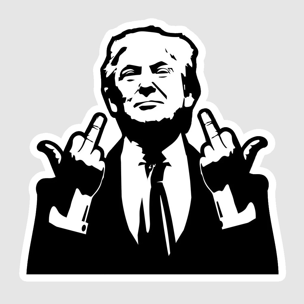President Donald Trump Middle Finger Flipping Bird Trump 2024 Decal/Sticker 01