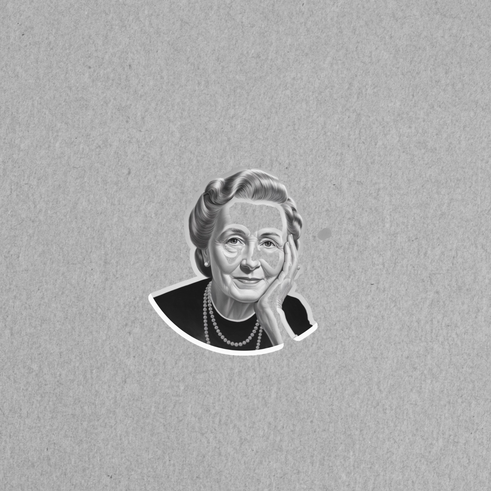 Vintage Black and White Portrait Sticker of Elegant Elderly Woman #4043