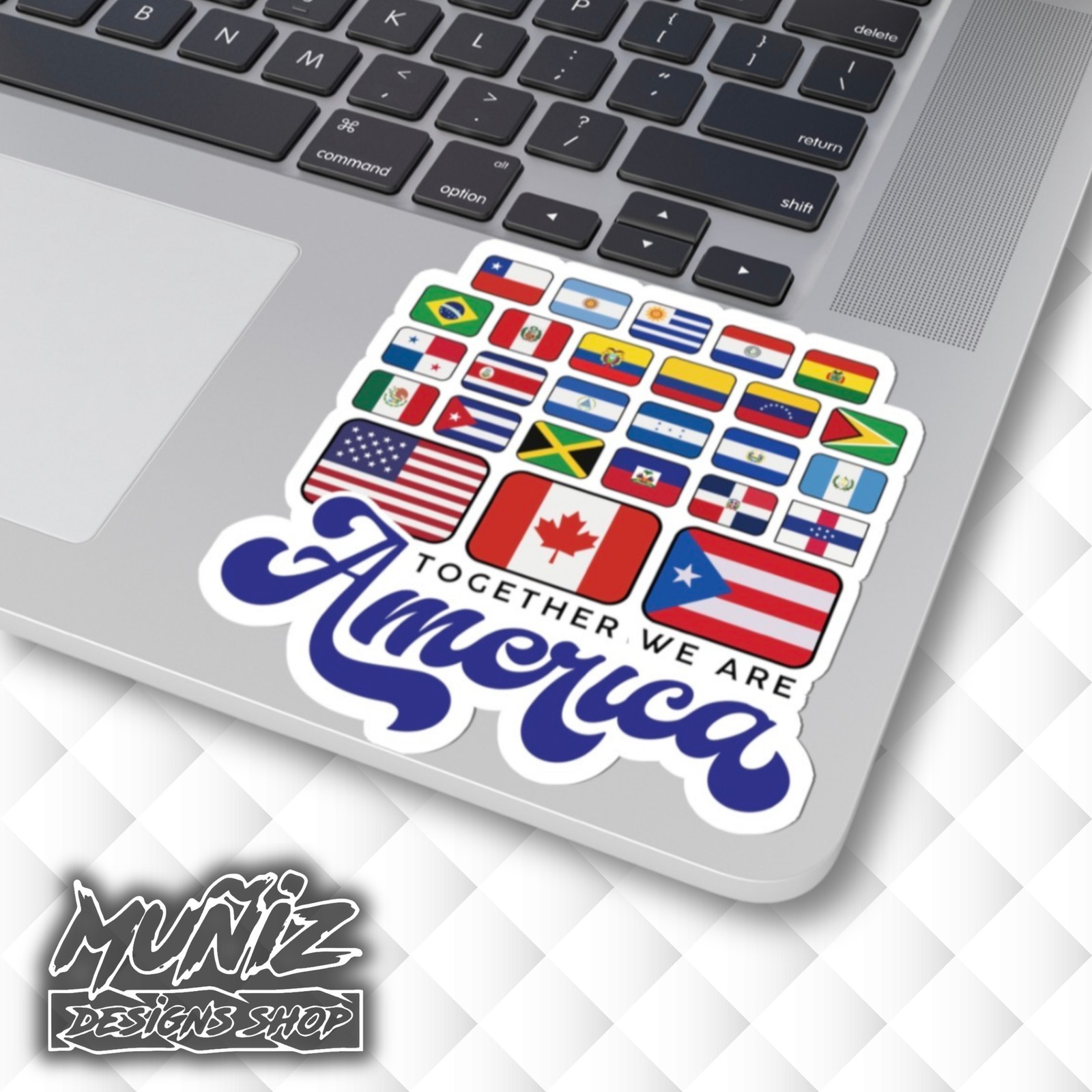 Together We Are America Kiss-Cut Sticker | Patriotic Americas Flags Design