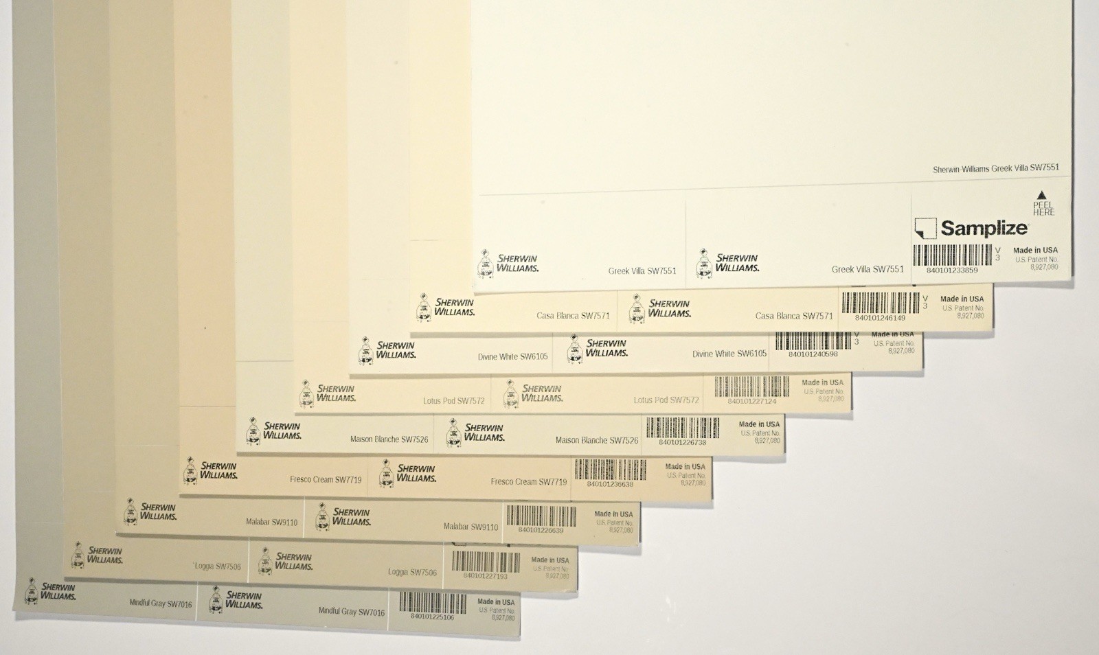 SAMPLIZE Peel & Stick Paint Samples Sherwin Williams Beige Neutral 9-pk reusable