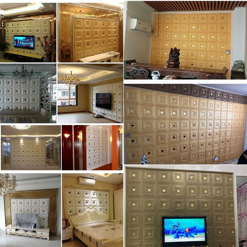 3D Foam Wall Sticker Wallpaper Mirror Decal Waterproof Self Adhesive Home Decor