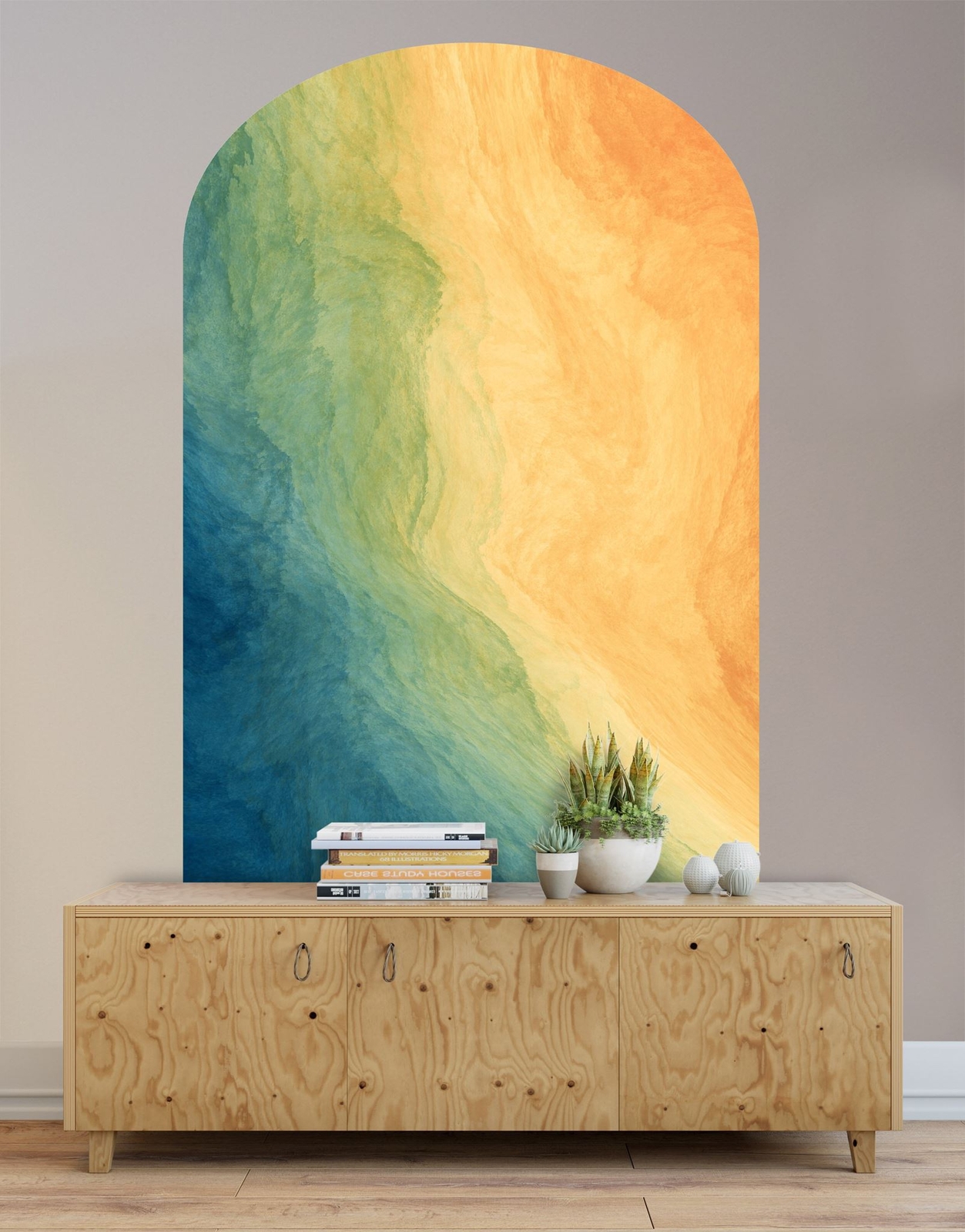 Arch Wall Decal. Colorful Liquid Fluid Watercolor Arch Peel and Stick Wall Decal