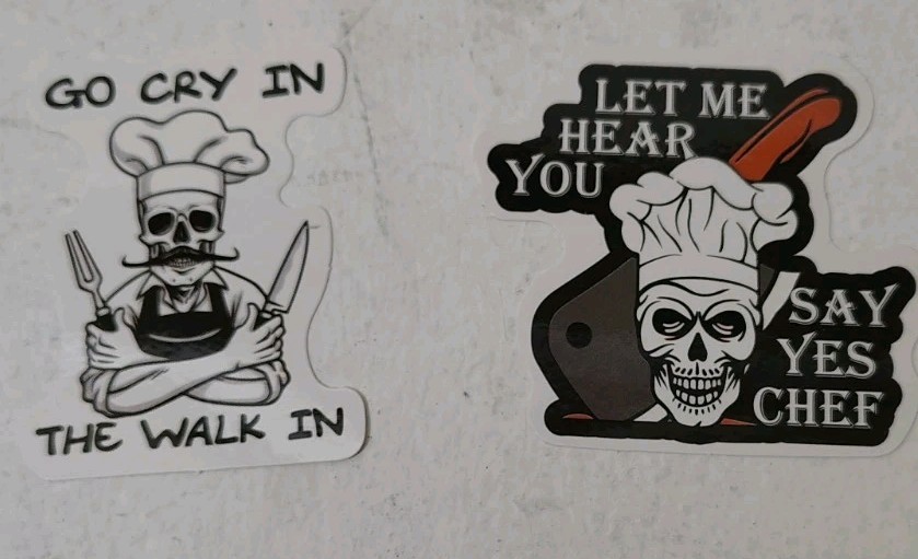 Set Of 8 Vinyl Chef Stickers Decals Skull Halloween Water Bottle Laptop Gift