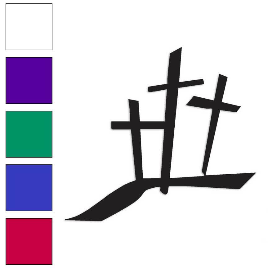 Crosses Triple, Vinyl Decal Sticker, Multiple Colors & Sizes #181