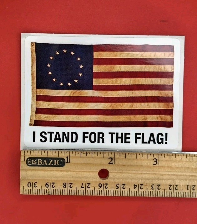 United States Tea Stand 13 Star Flag "I STAND FOR THE FLAG!" Patriotic Sticker