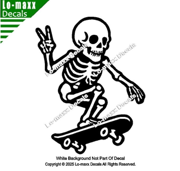 Skateboarding Skeleton Bones On Board Funny Die Cut Vinyl Decal Sticker