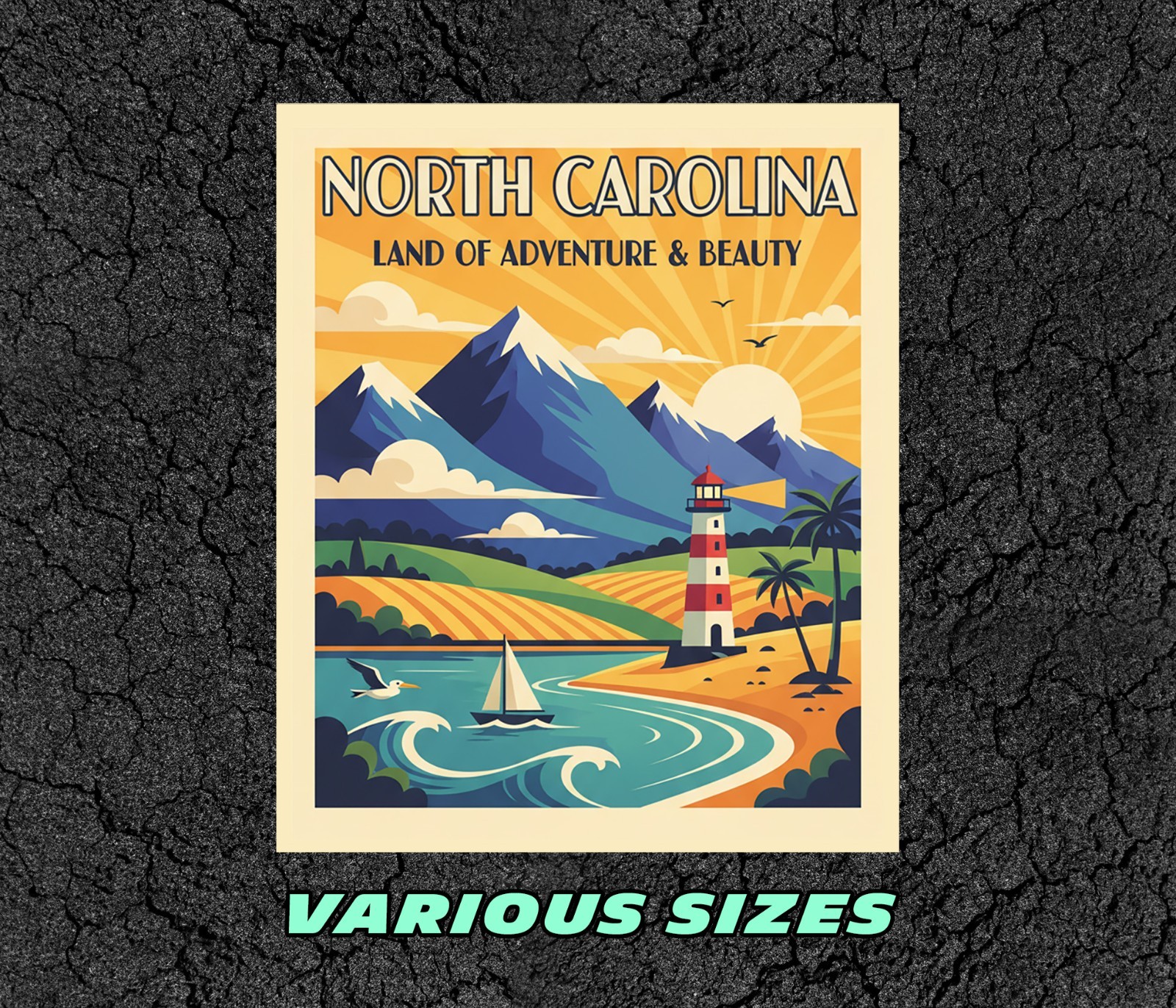 North Carolina Vintage Travel Sticker Die Cut Waterproof Souvenir Laptop Vinyl
