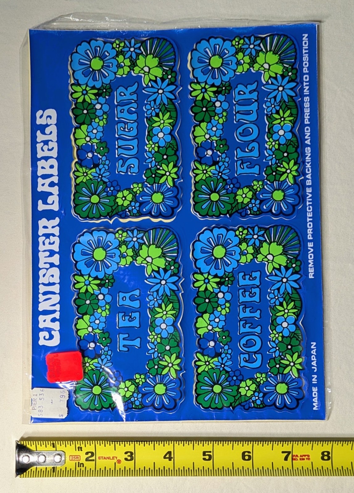 Sealed Groovy Psychedelic 70s Flower Power VINTAGE KITCHEN PANTRY CANISTER LABEL