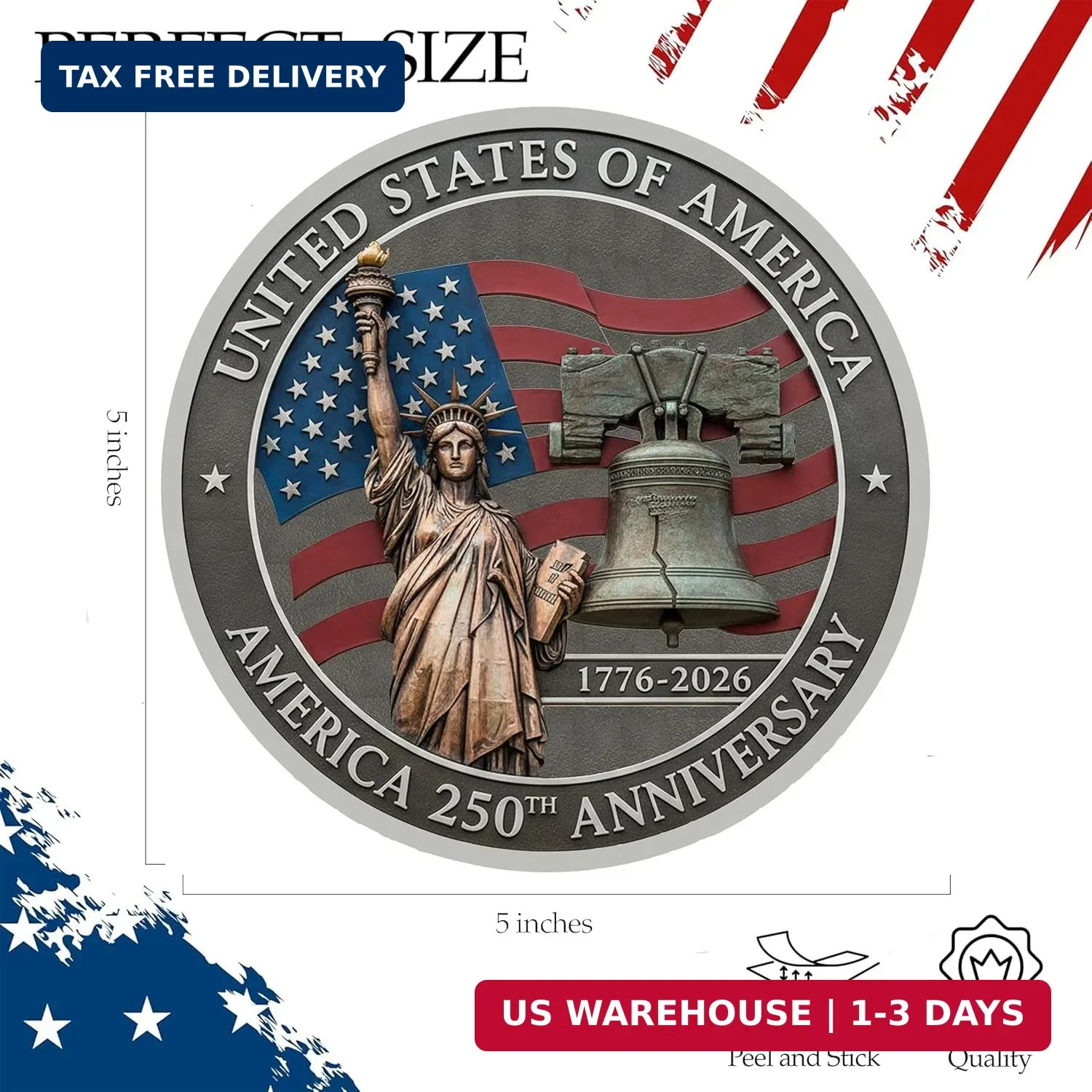 250th Anniversary USA Flag Sticker Bumper Car Decal Patriotic American United St