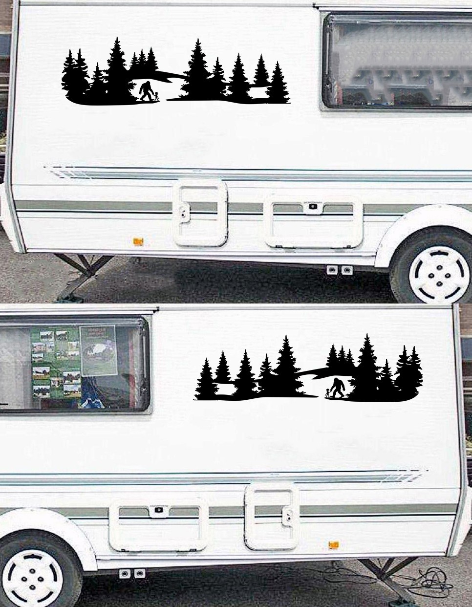 Bigfoot Alien Forest Scene Vinyl Decal V2 | Sasquatch RV 4×4 Graphics Car Truck