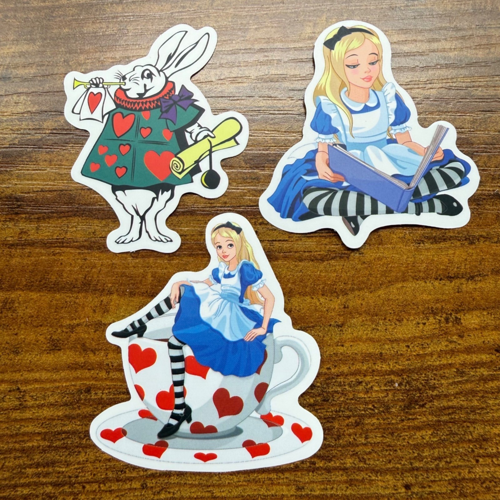 3 Stickers Disney Alice in Wonderland Vinyl Decal Laptop Phone Bottle Scrapbook