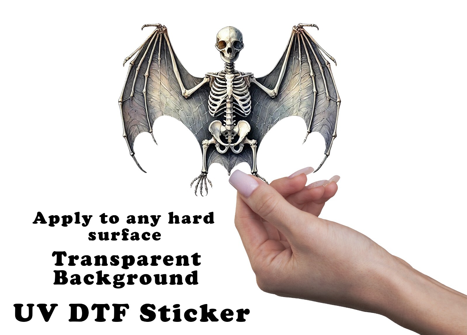 Bat Skeleton UV DTF Transparent Sticker / Decal