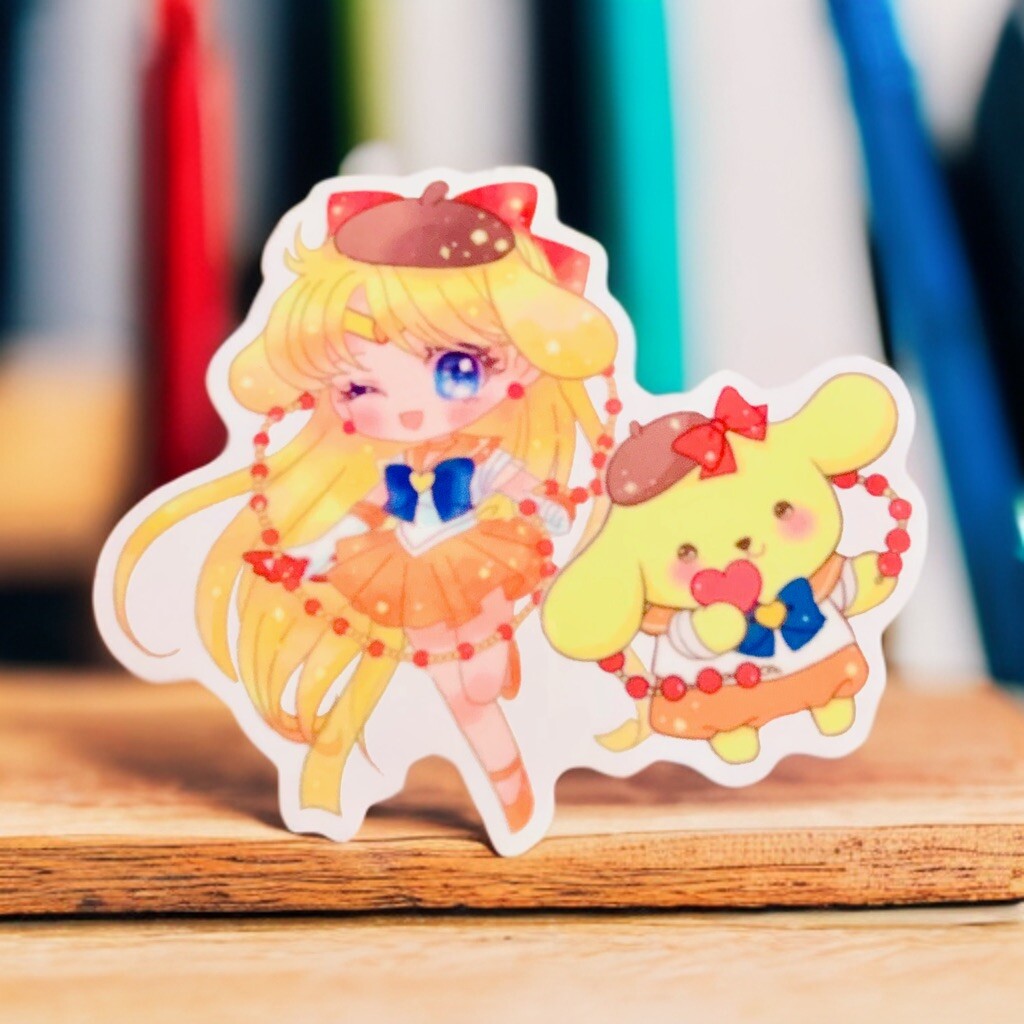 Sailor Moon x Sanrio Sticker SET OF 6, Clear Decals 3.5” Hello Kitty Kuromi