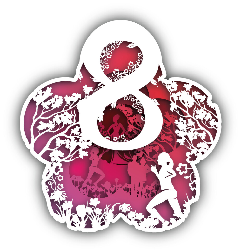 8th Of March Illustration Paper Art Carves Vinyl Sticker Car Bumper Decal