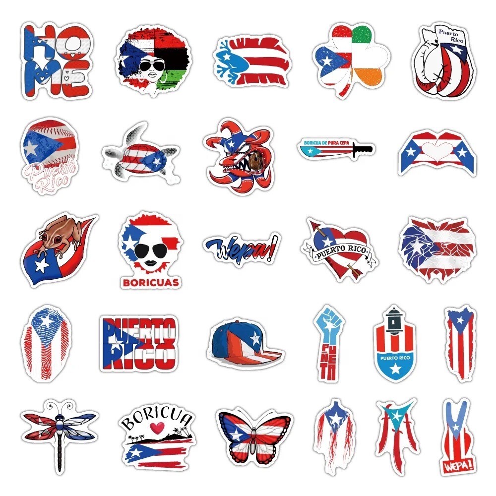 50 PCS Puerto Rico Stickers Car Truck Decals Laptop PR 413 Pride Free Shipping