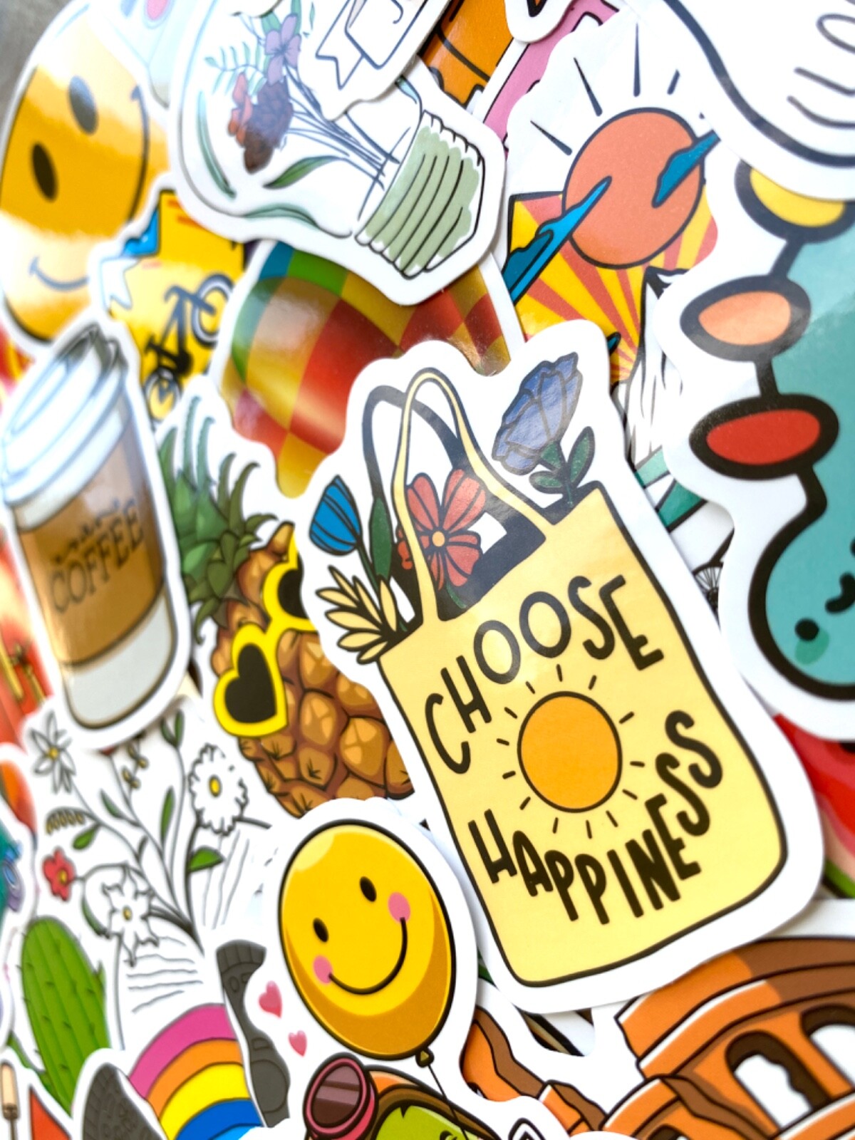 5-100 pcs Cute Kawaii Stickers, Aesthetic Car Laptop Water Bottle Vinyl Decals