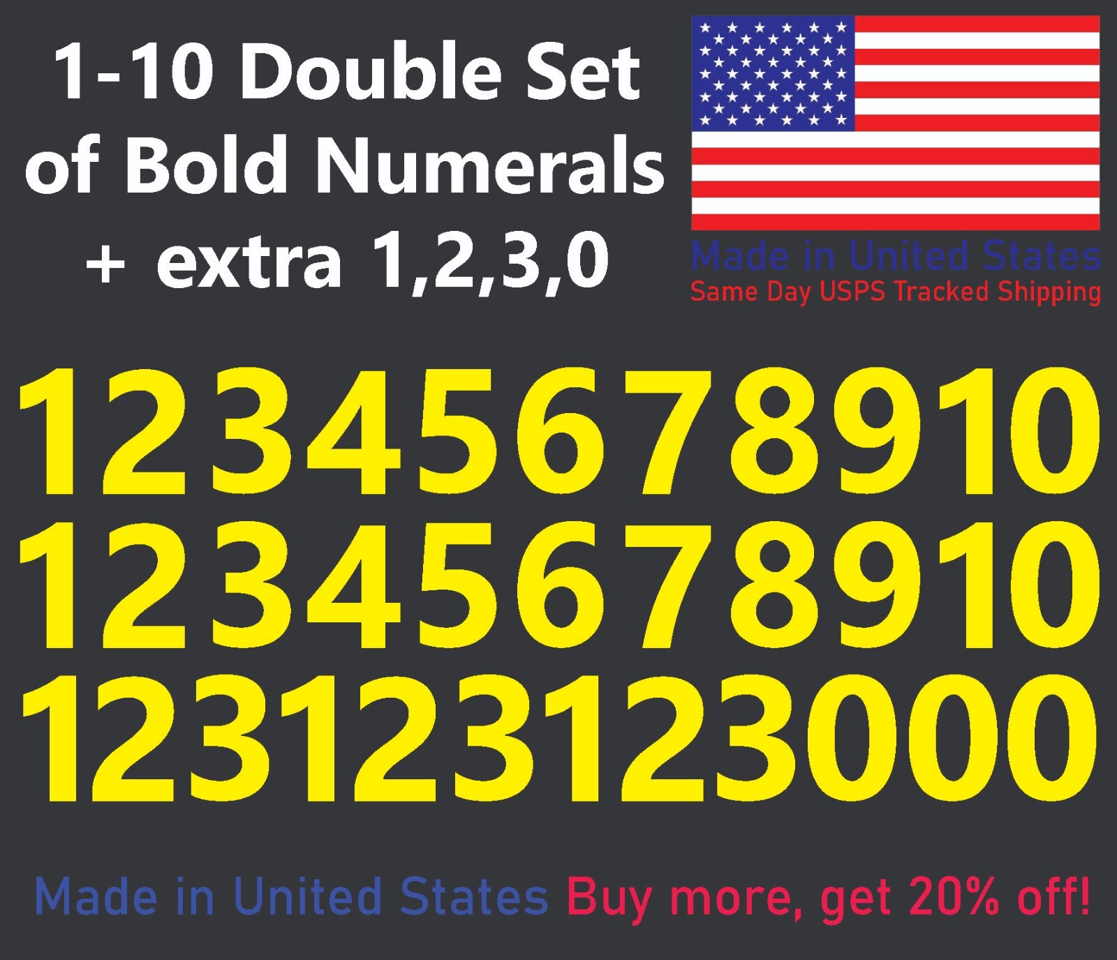 1-10 Bolston Bold Outdoor Vinyl Decal Numbers for Mailbox, Door, Address, Locker