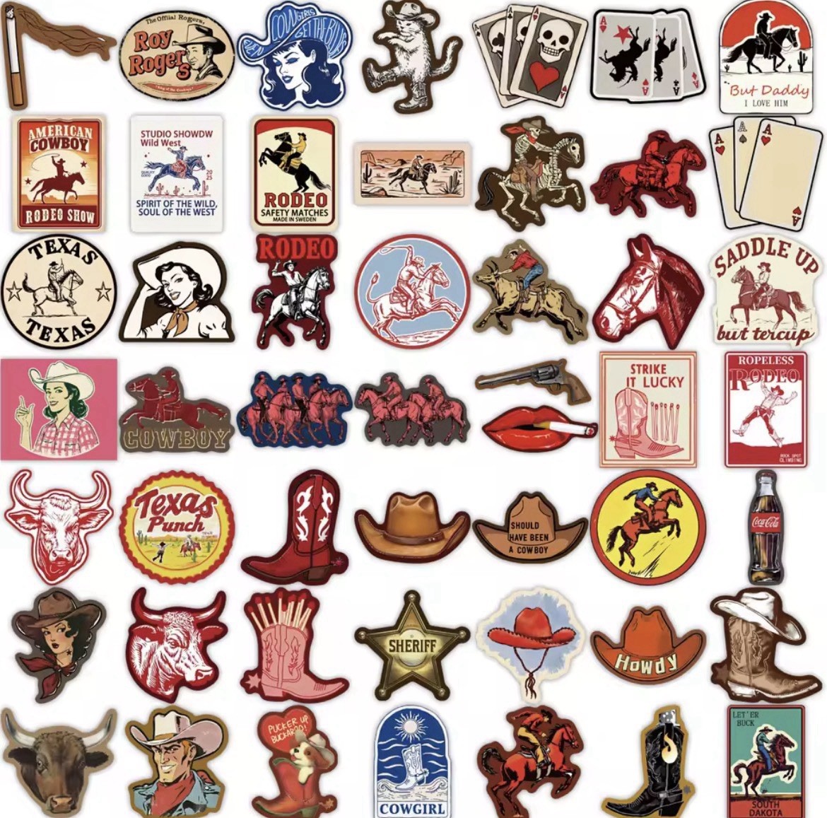 Western Cowboy Style 50pc Stickers Matte Western Cowgirl Stickers FREE SHIPPING
