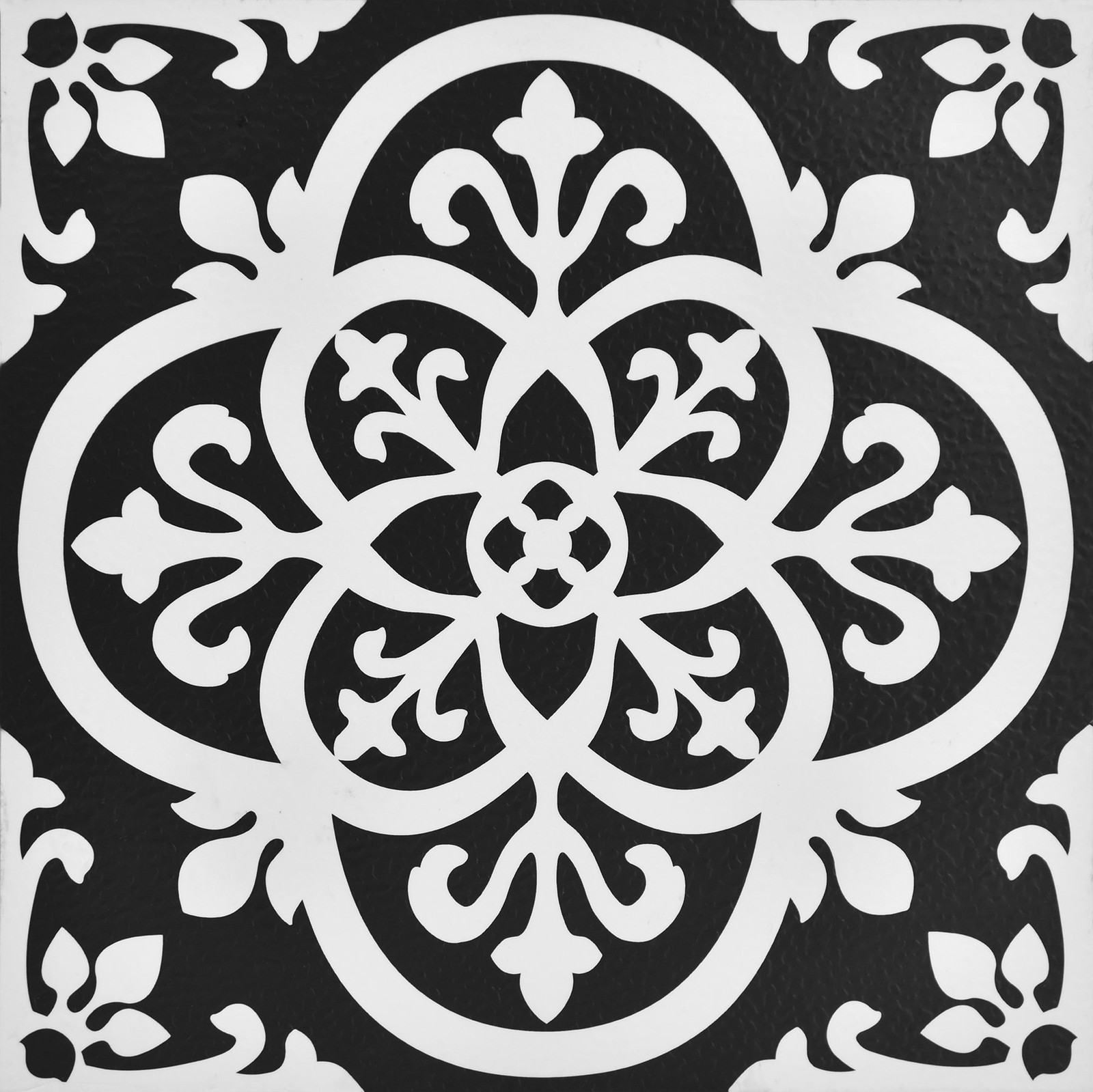 FloorPops Black Gothic Peel & Stick Floor Tiles, 12"L x 12"W x 0.06"T,