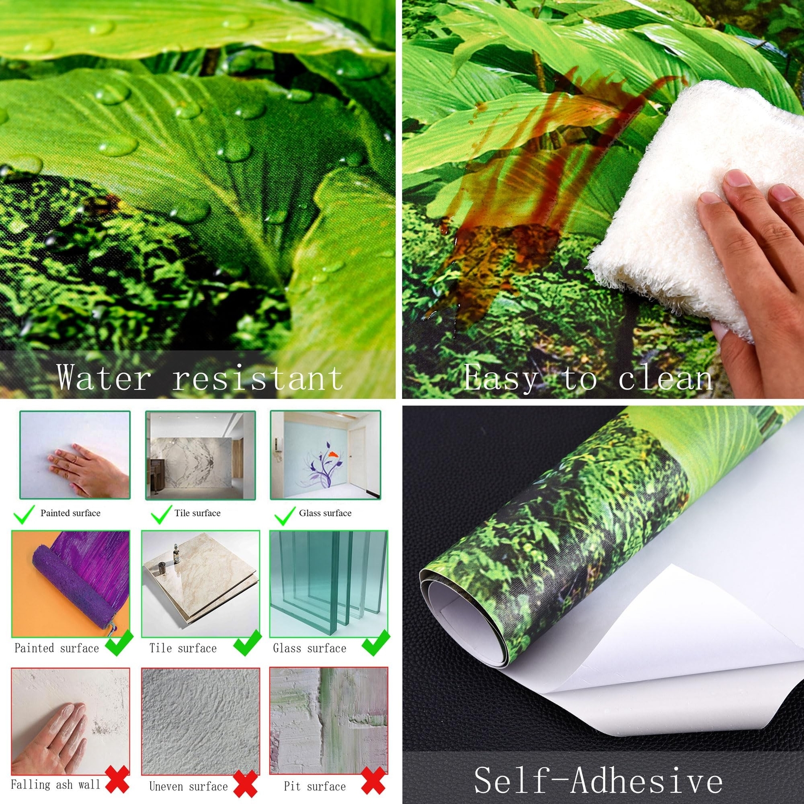 AMUGISH Nature Forest Wallpaper Wall Mural Tapestry Peel and Stick | Bathroom…