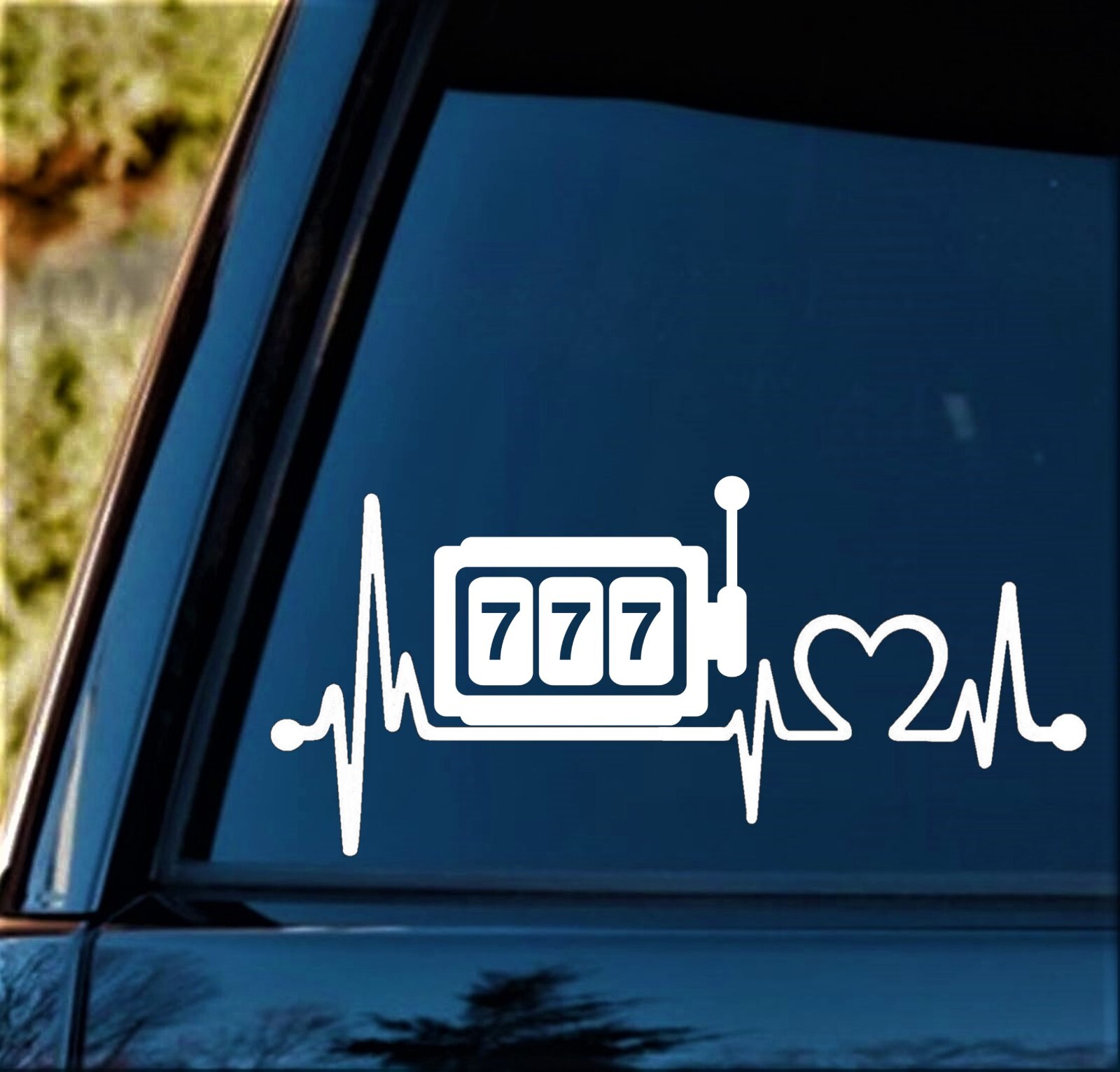 Slot Machine Heartbeat Lifeline Decal Sticker Casino Gambling Slots Vegas BG960