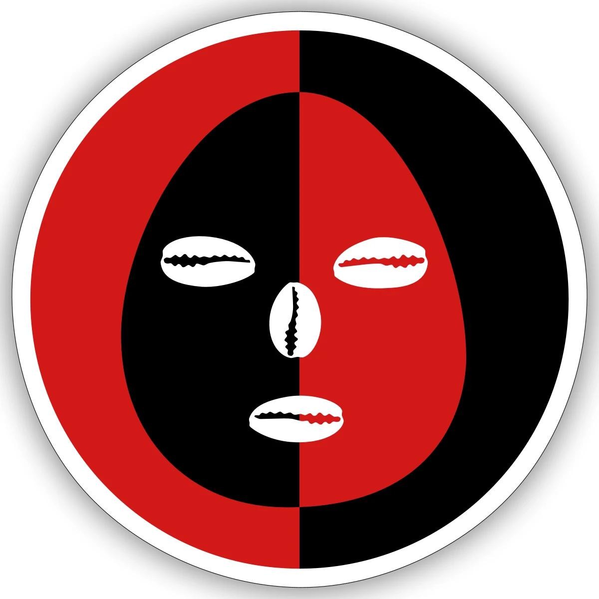 Eleggua Two Colors Face Black Red Sticker, max. 4 x 4"