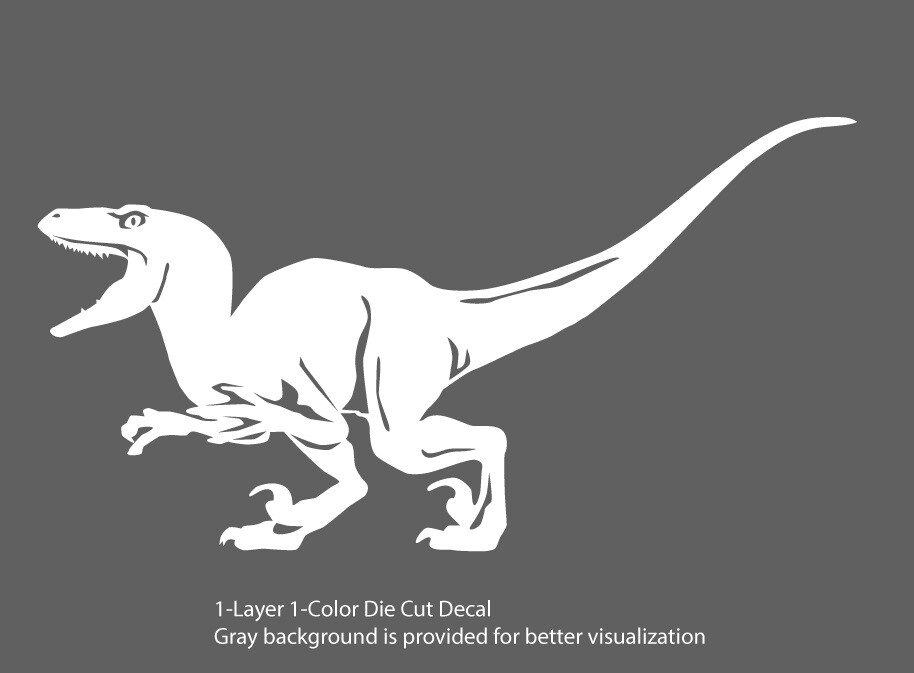 Dinosaur – Velociraptor #3, Jurassic Period 4-21" – Die Cut Vinyl Decal Sticker