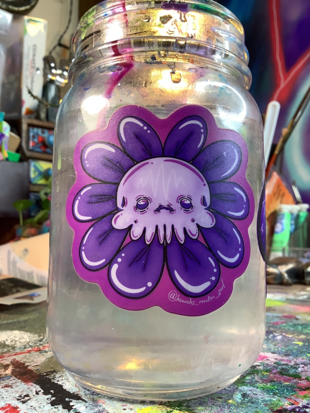 Whimsical Cute Skull Flower Color Morph Vinyl Sticker, Weather Proof, Creepy