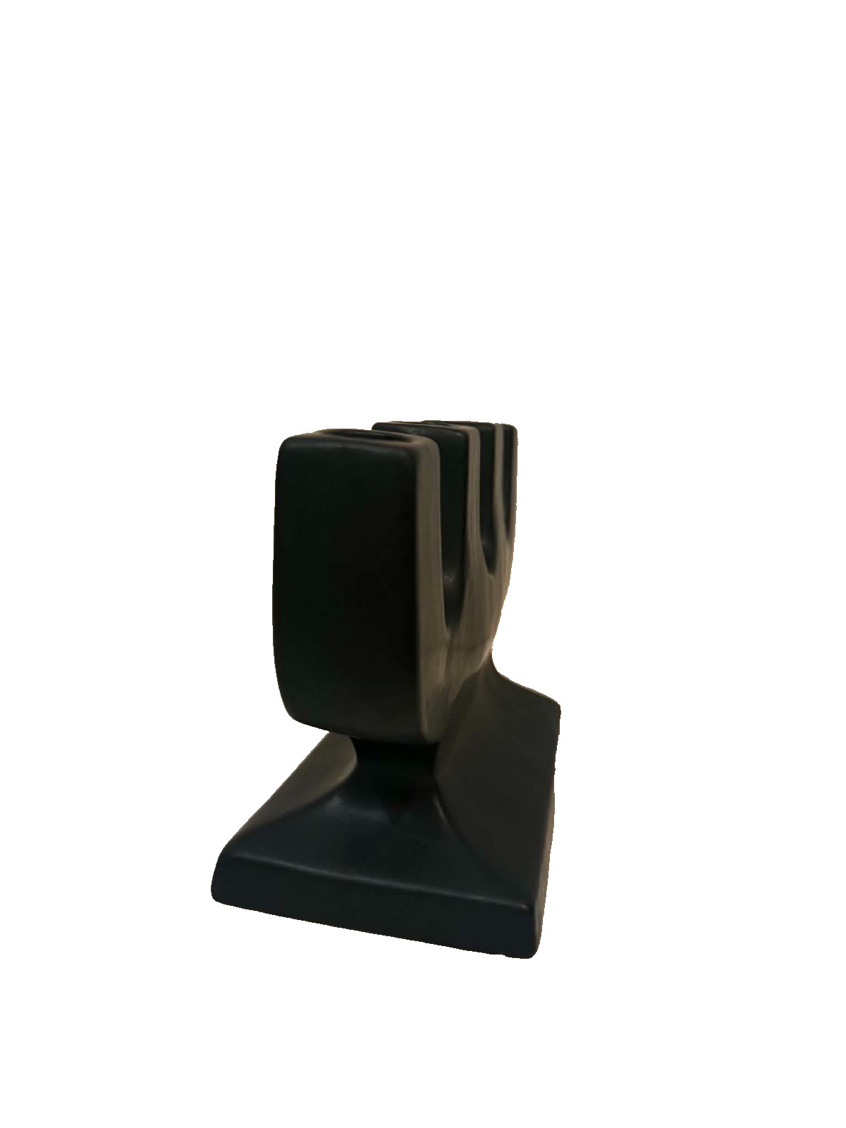 Modern Black 4-Candle Holder Minimalist Sculptural Candelabra Decor