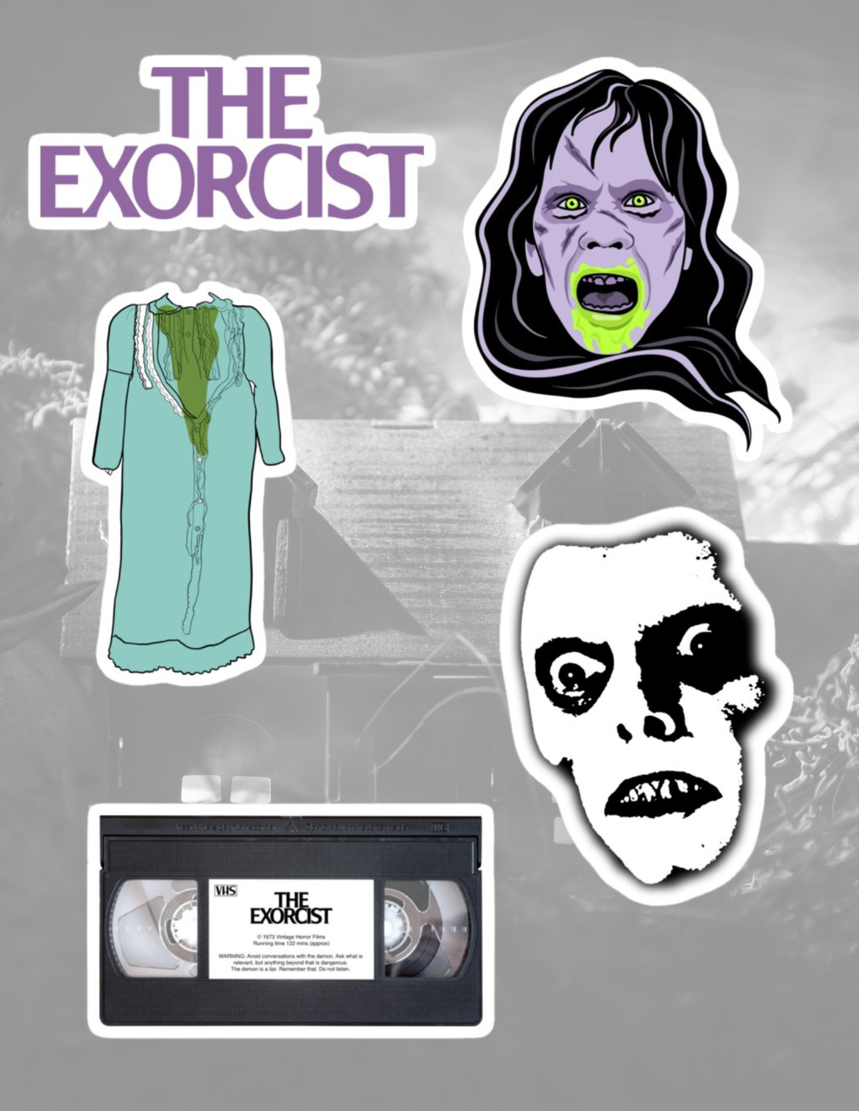 The Exorcist Horror Movies 5pc Sticker Pack