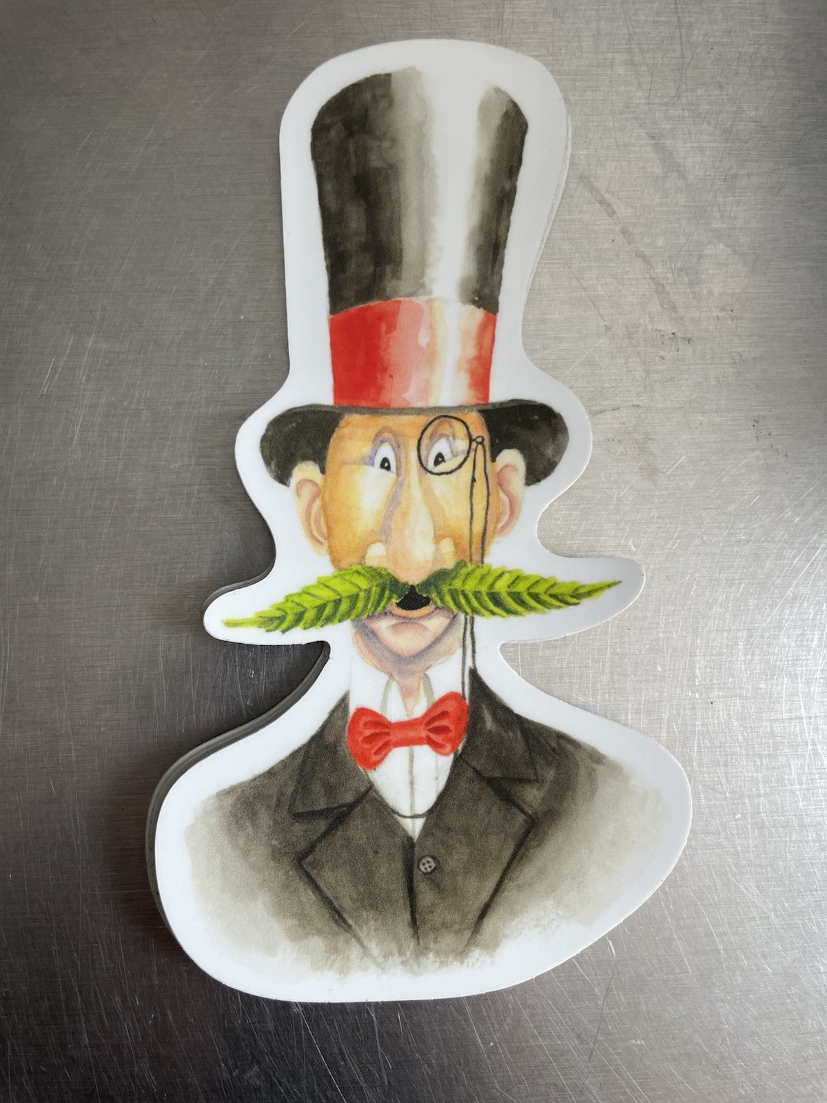 Whimsical Gentleman Top Hat Vinyl Sticker 6 Inch Pop Art for Wall or Window
