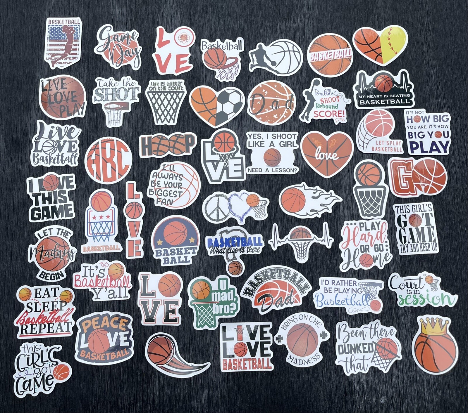 50pcs Basketball Stickers Suitcase Water Bottle Laptop Waterproof Stickers