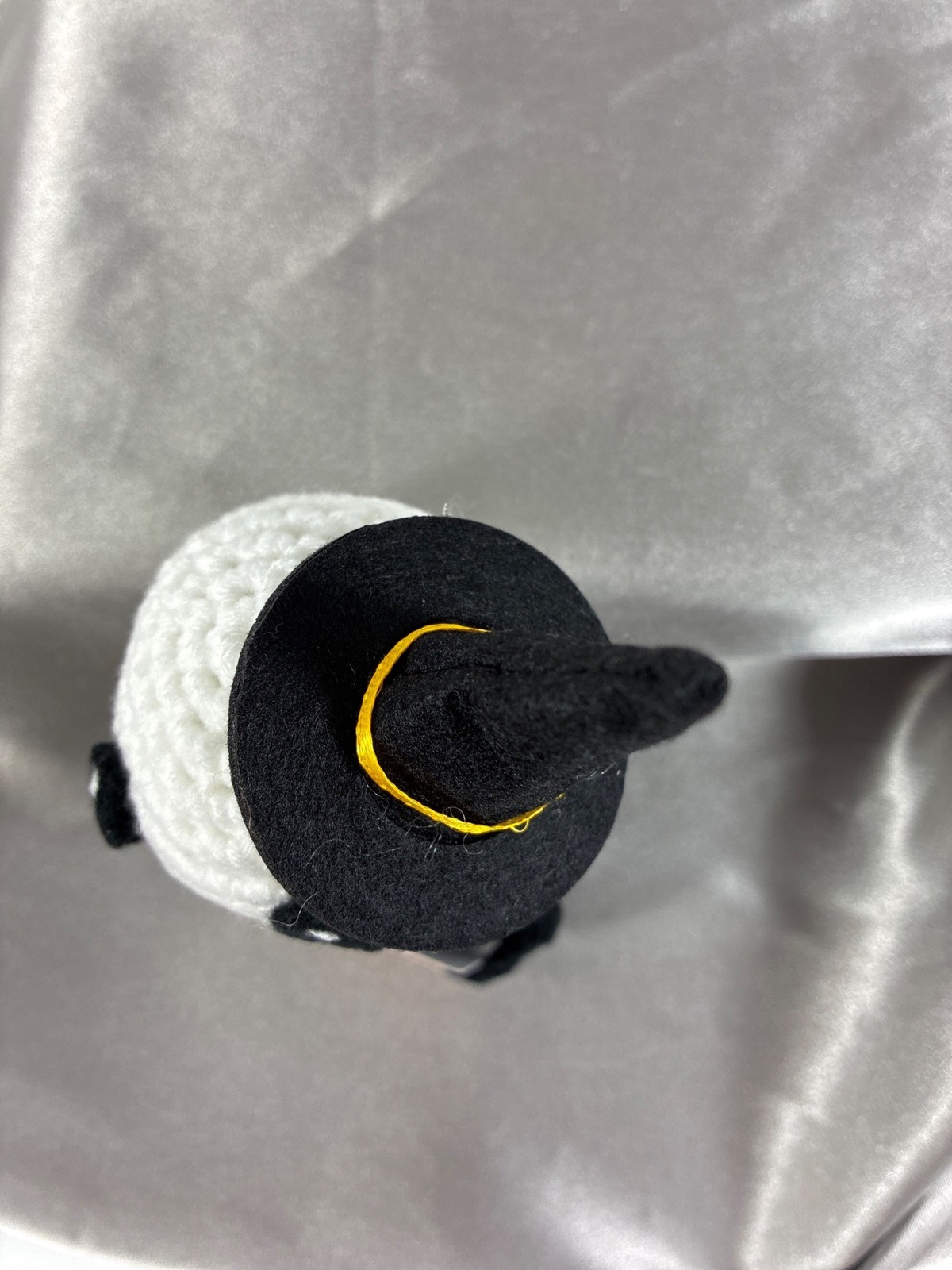 Halloween Plush Skeleton Doll Crochet Face Witch Hat Happy Halloween Boxed 5.25"