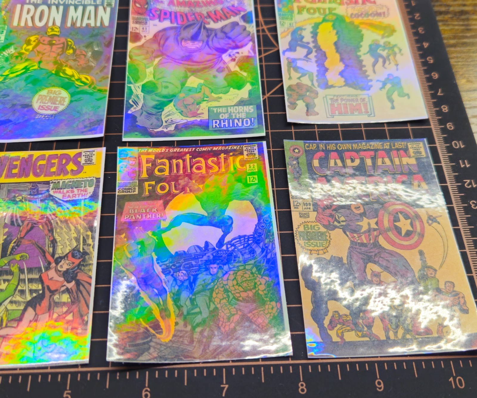 8 Retro comic book Holographic laminated vinyl stickers