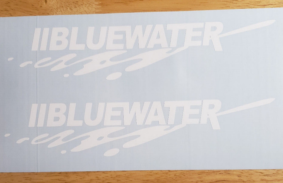 Bluewater Boat Decals Stickers 11" Gloss white (2) fast USA