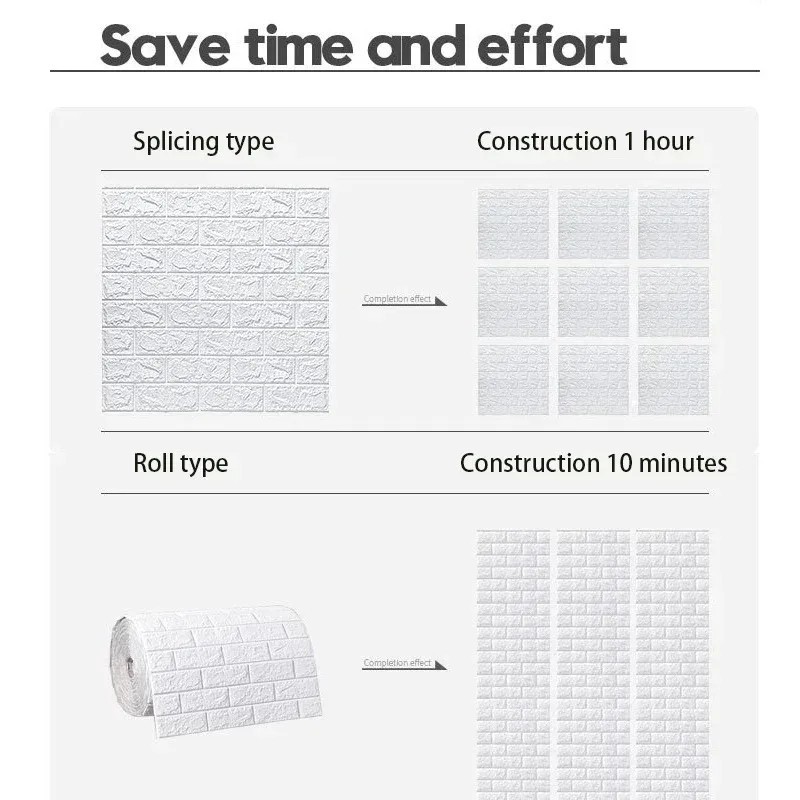 70cm*1m 3D Self-Adhesive Wallpaper Foam Waterproof Brick Wall Stickers Decor