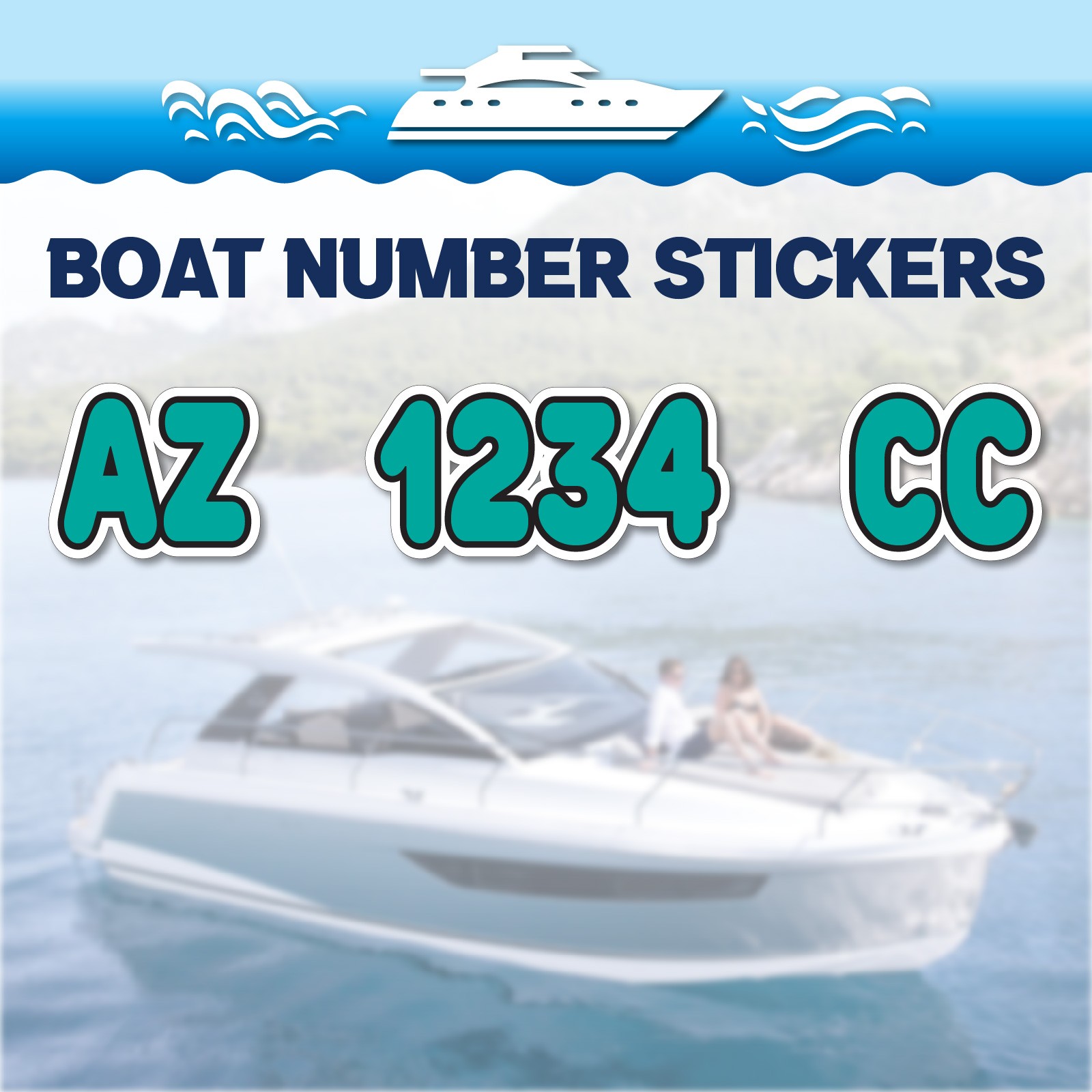 3 inch 2x Watercraft Number Custom Boat Registration Stickers3 inch Plain