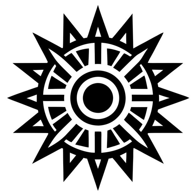 Tribal Sun Aztec Groovy – Decal Sticker – Multiple Colors & Sizes Car Laptop Cup