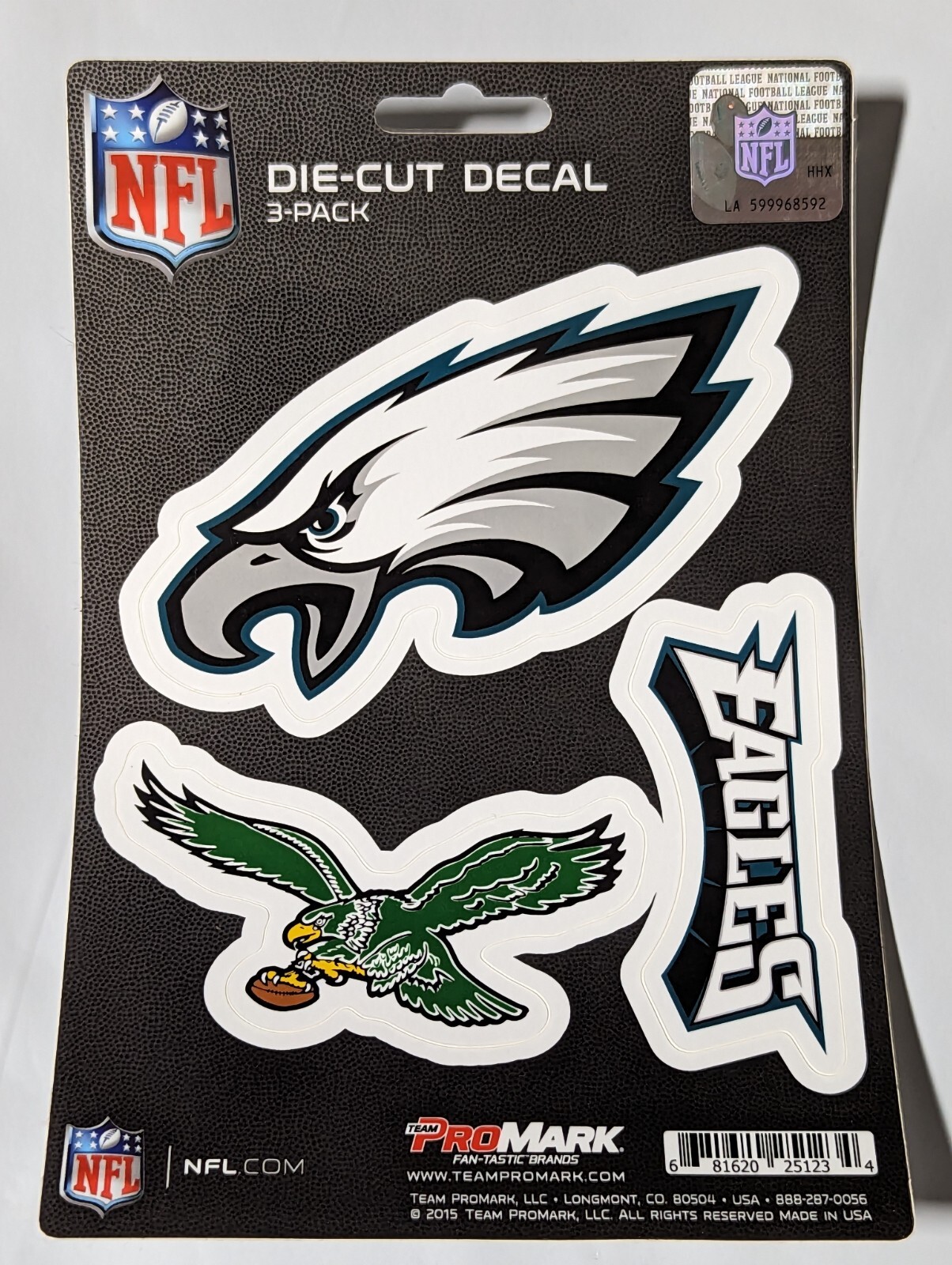 Philadelphia Eagles 3-Pack Die-cut Decals Stickers Sheet Measures 5" x 7" New!