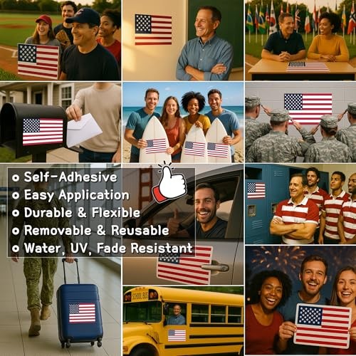 American Flag Vinyl Sticker – Waterproof & UV-Coated 16″×10″ Decal for Car,