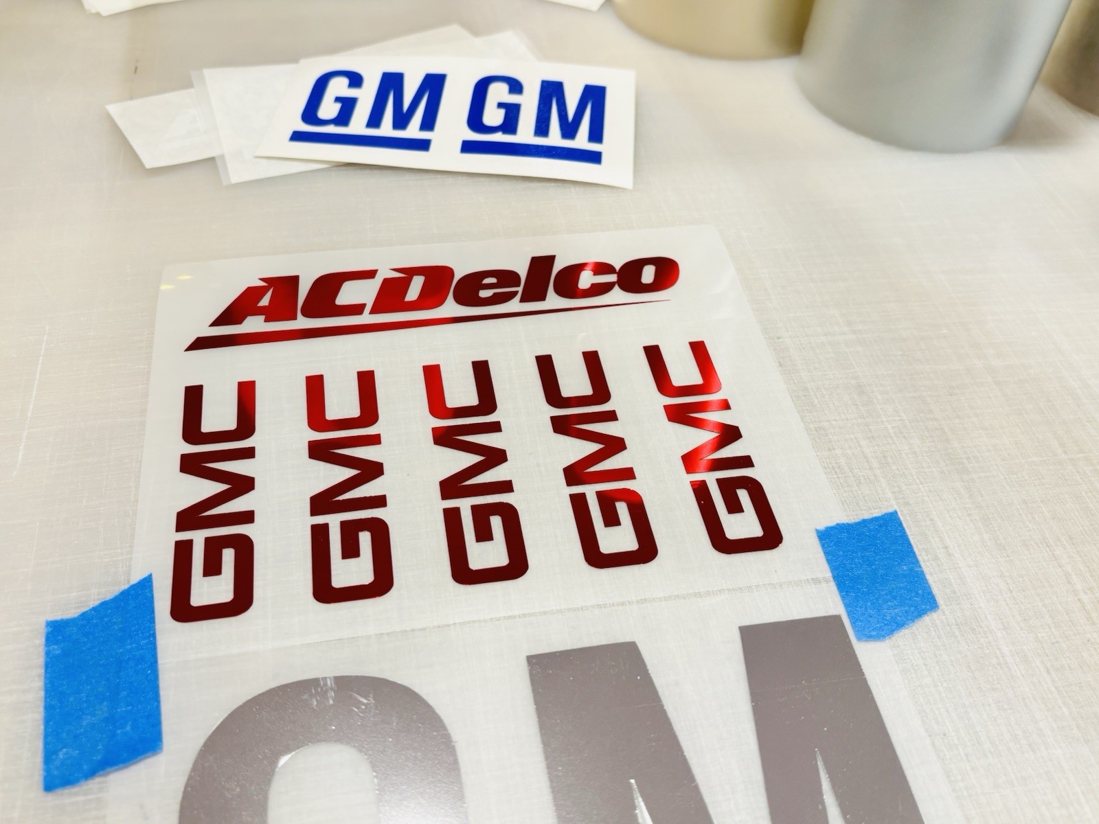 TWO AC Delco Die Cut Vinyl Decals Single Color Chevy Buick Olds Pontiac Caddy GM