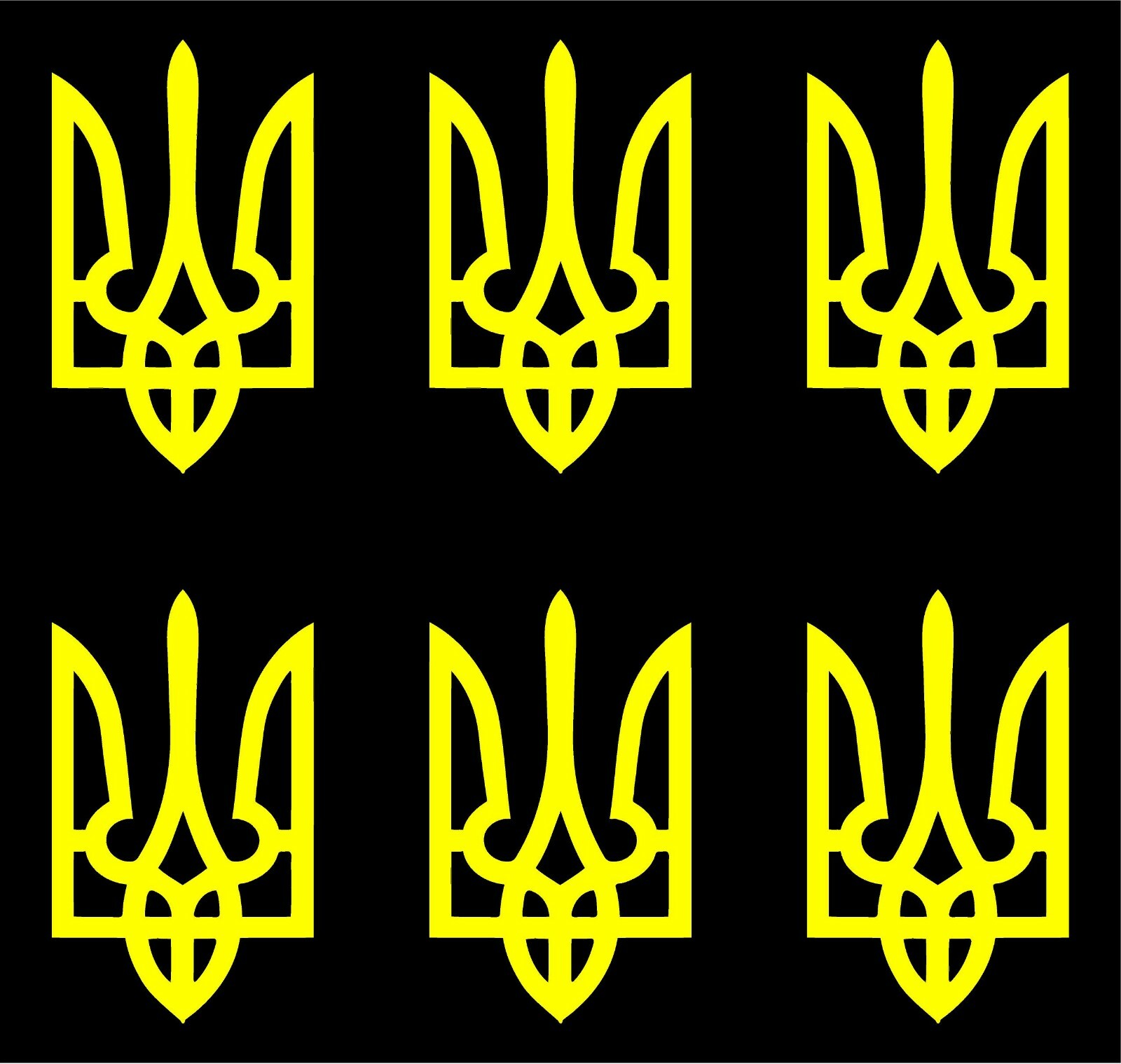 Ukraine Trident Vinyl Decal Laptop Car Window set of 6 small Tryzub Stickers