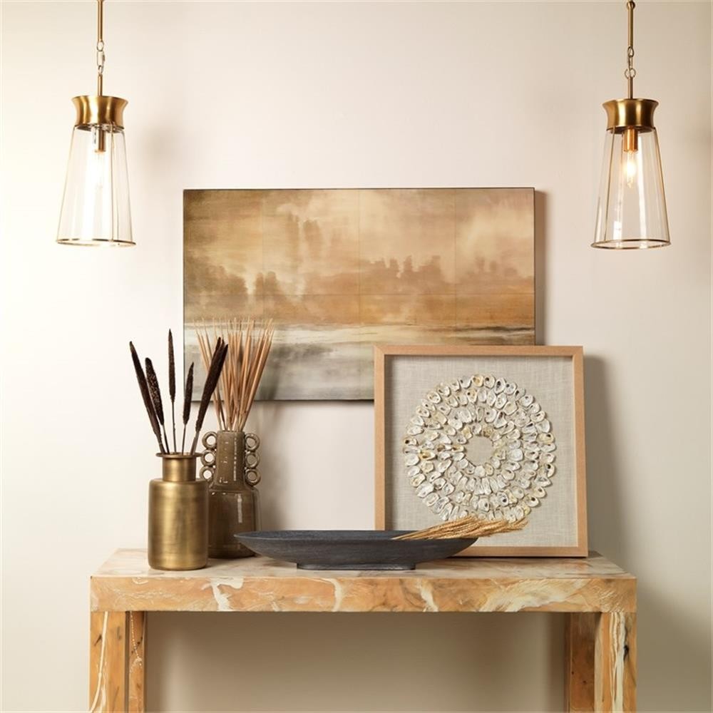Maklaine Contemporary Shell-Patterned Framed Coastal Wall Art in White