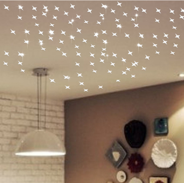 50pcs 5*5cm acrylic 3D star shape mirror wall decals wall stickers home decor