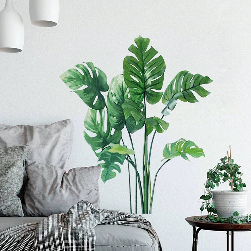Removable Tropical Leaves Flowers Bird Wall Stickers Bedroom Living Room Decor