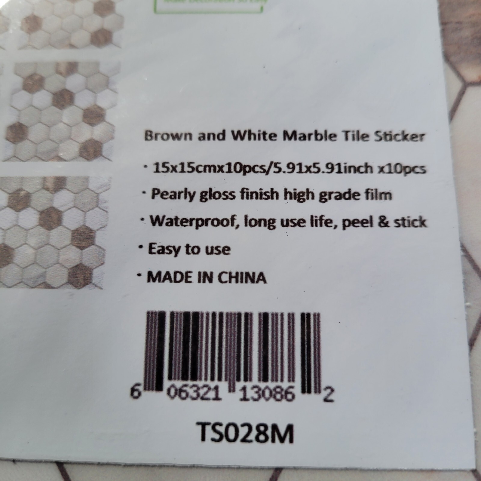Marble 3D Tile Sticker Self-adhesive Bathroom Kitchen Decor Home Wall 5 packs