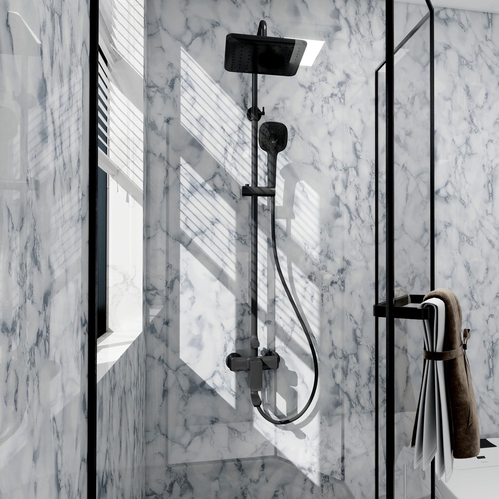 White and Gray Marble Contact Paper Glossy Peel and Stick Wallpaper Counterto…