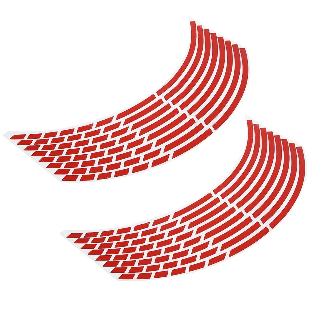 Reflective Wheel Rim Stripe Decal Red 16pcs 16-18inch Bike Motorcycle