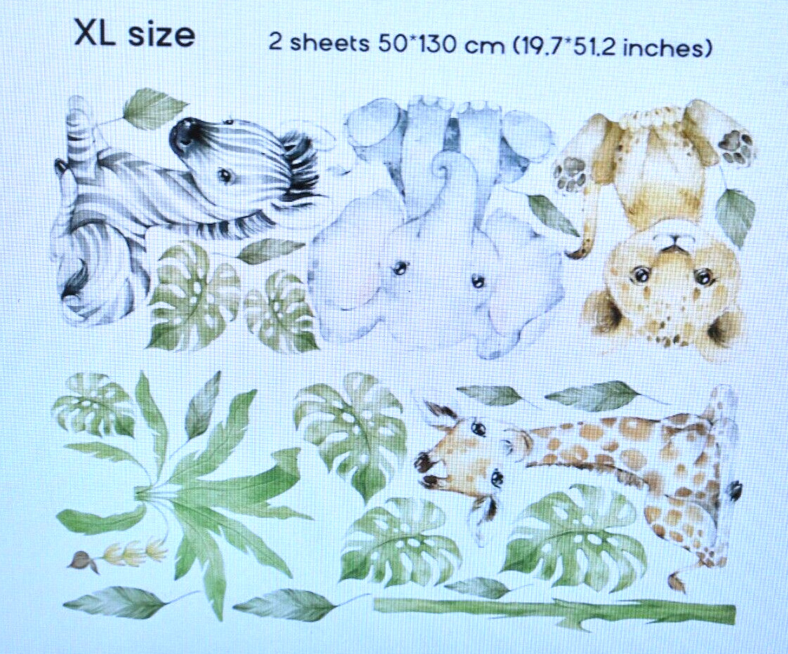 Alices Dreams Nursery Wall Decal Safari Animals Trees Home Room Decor XL Size